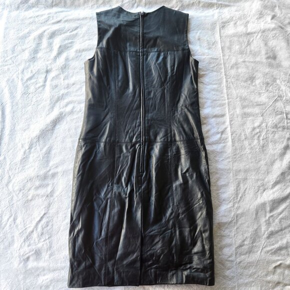 Real Leather Black Dress, Size 4 - Picture 2 of 7